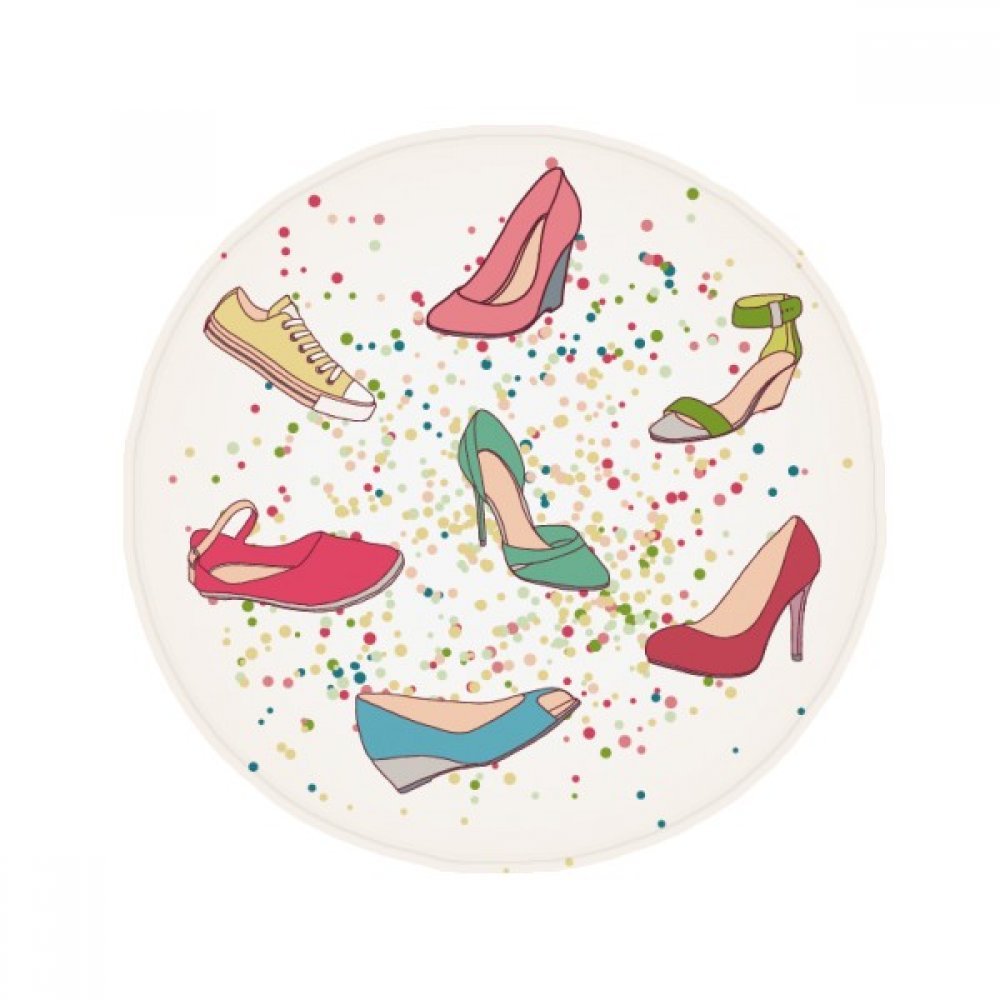 Tapis de salon et porte d'entrée rond motif de talons hauts multicolore