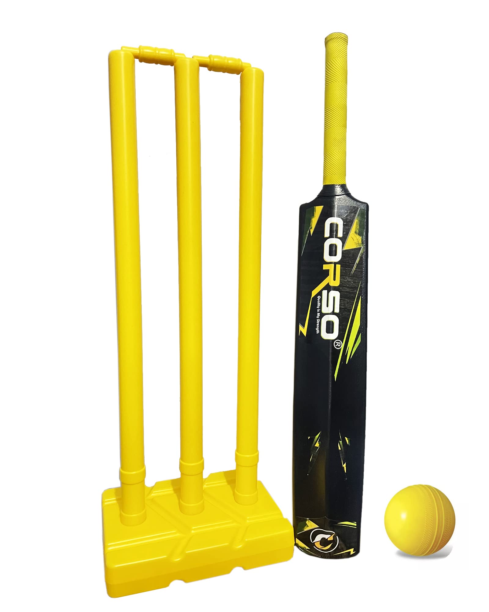 CORSO SPORTS & FITNESS Plastic Cricket Bat Kit With Stumps Set & Wind Ball For Men & Youth