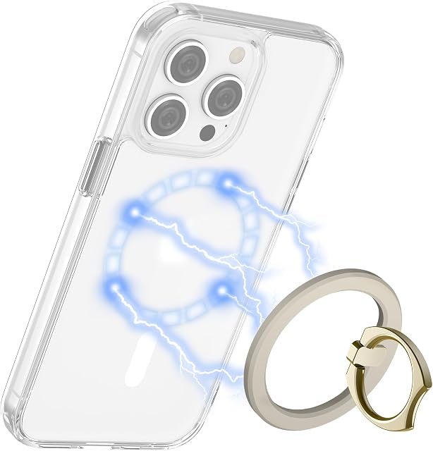 PROfezzion Metal Magnetic Phone Ring Holder Grip for MagSafe iPhone, White | Compatible with MagSafe Mount Stand, for iPhone 17 16 15 14 13 12 Pro Max with Mag-Safe Case (Not for Regular Cases)