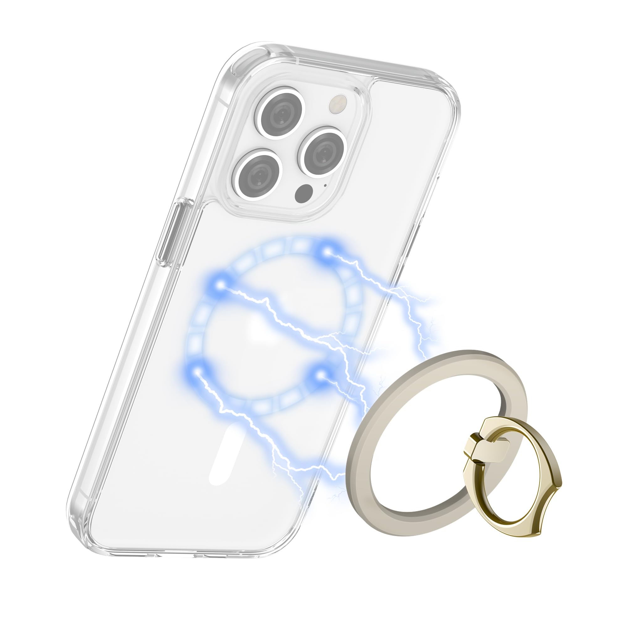 PROfezzion Thin Metal Ring Holder for MagSafe, Removable Strongest Magnetic Phone Grip for iPhone 17 16 15 14 13 12 Pro Max with Mag-Safe Case [Not