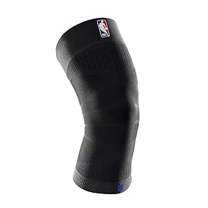 Bauerfeind Sports Compression Knee Support NBA - Lightweight Design with Gripping Zones for Basketball Knee Pain Relief & Performance with Team Designs (Black, L)