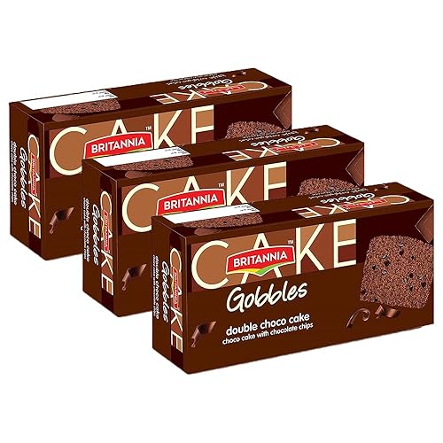 Britannia Gobbles - Pastel de chocolate doble de 8.82 onzas (8.82 oz)  Pastel deliciosamente suave, suave y delicioso  Aperitivos de desayuno y té