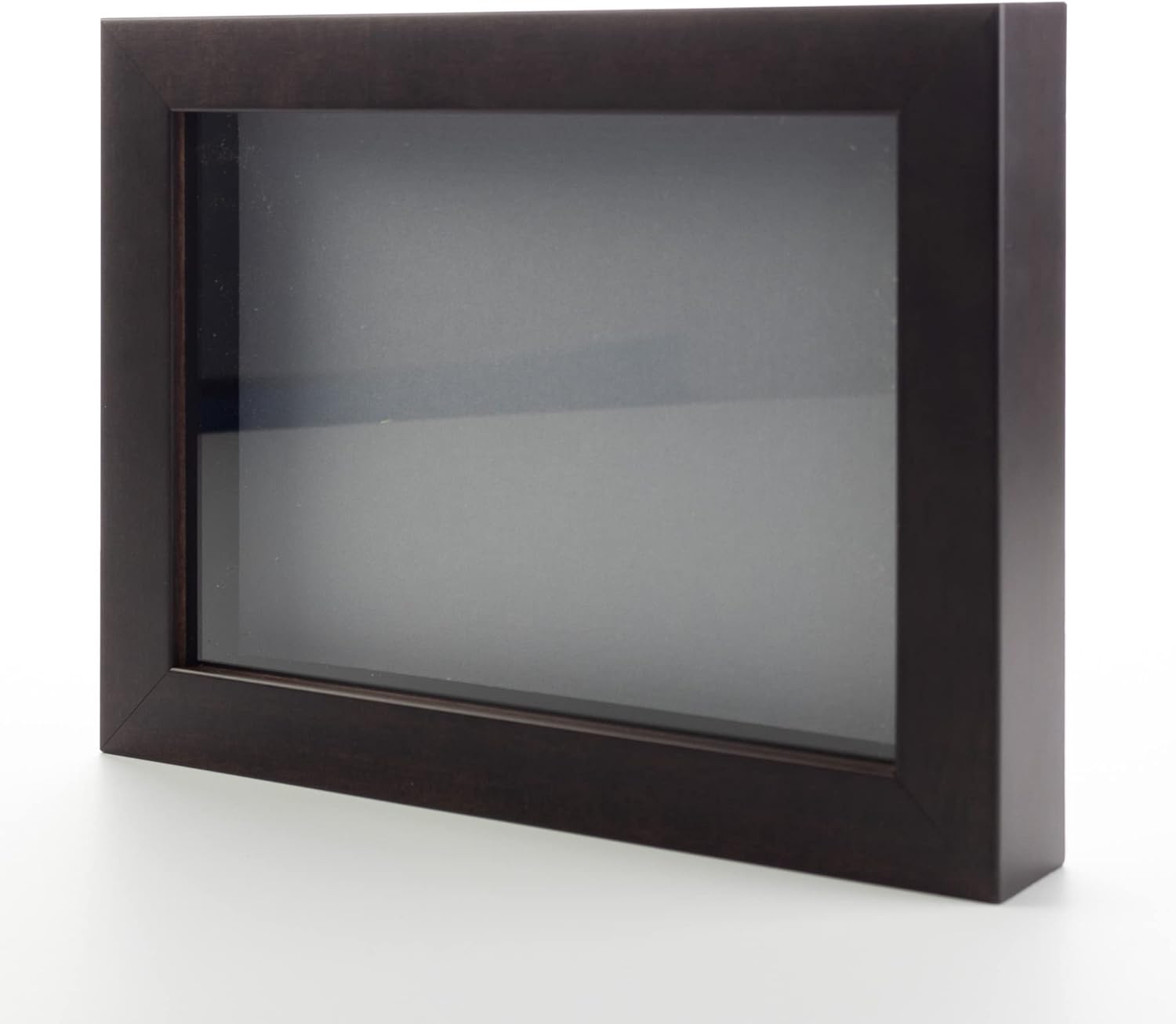 Dark Brown 13x13 Wood Shadow Box Display Frame with Grey Acid-Free Backing UV Acrylic & Hanging Hardware - with 3/4" Usable Depth - Makes Great T Shirt Display Frame Shadowbox