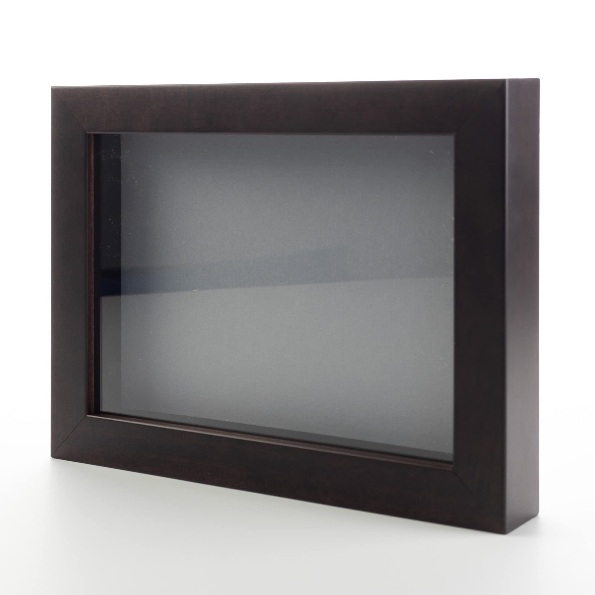Dark Brown 6x6 Small Shadow Box Picture Wooden Frame with Grey Acid-Free Backing UV Acrylic & Hanging Hardware - with 3/4