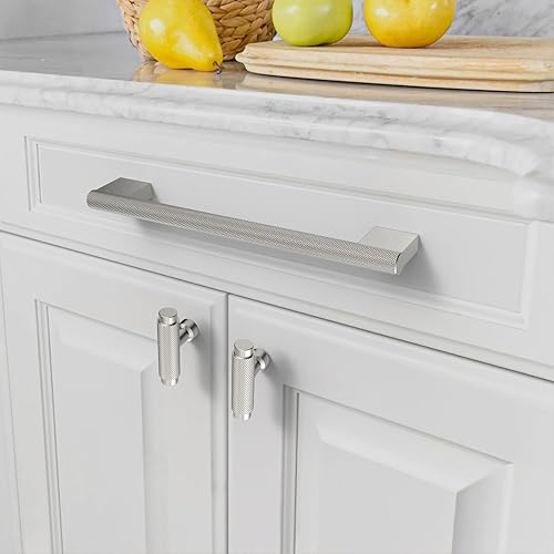 Miniatura 3 de Amerdeco Paquete de 10 tiradores de gabinete moleteados dorados de 7.5 pulgadas (7.559 in) con agujeros centrales para gabinetes de cocina, herrajes