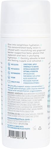 Miniatura 7 de Seaweed Bath Co. Loción de agua derretida, aroma tansy azul mediterráneo, 4 onzas, algas marinas cosechadas sosteniblemente, uva marina, beta-glucano