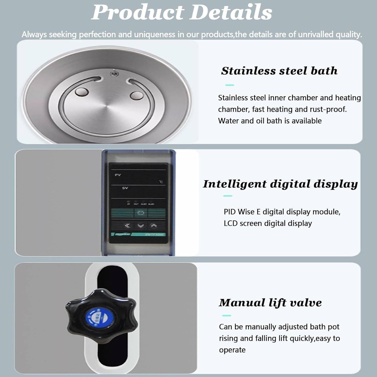 Laborwasserbad mit digitaler Heizung und präziser Temperaturregelung, Edelstahlauskleidung, für wissenschaftliche Experimente und Probenvorbereitung