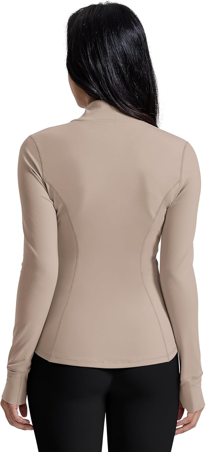 AVGO Womens Running Jackets Lightweight Slim Fit Workout Jacket Zip Up Athletic Track Gym Tops with Pockets & Thumb holes - Image 3