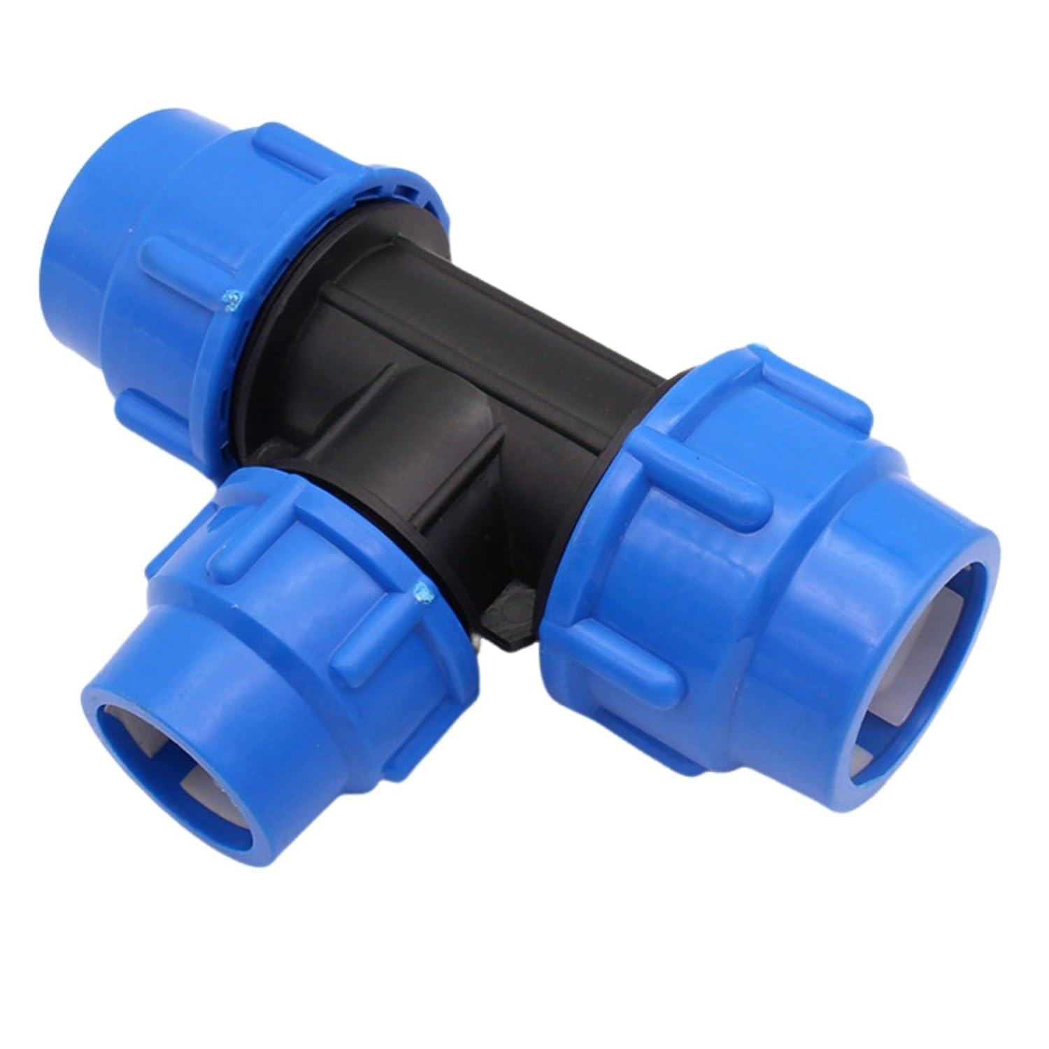 MiJunHD PE Pipe Splitter Reducing Tee Connector, 32mm to 50mm to 50mm T Type Plastic 3 Way Reducer Coupler for Garden & Irrigation Watering (1 Piece) — image 1
