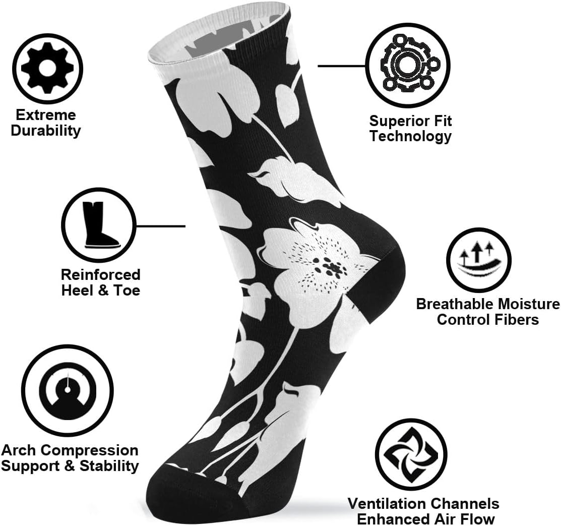 senya Women's Crew Socks Flower Gnomes Soft Funny Athletic Socks