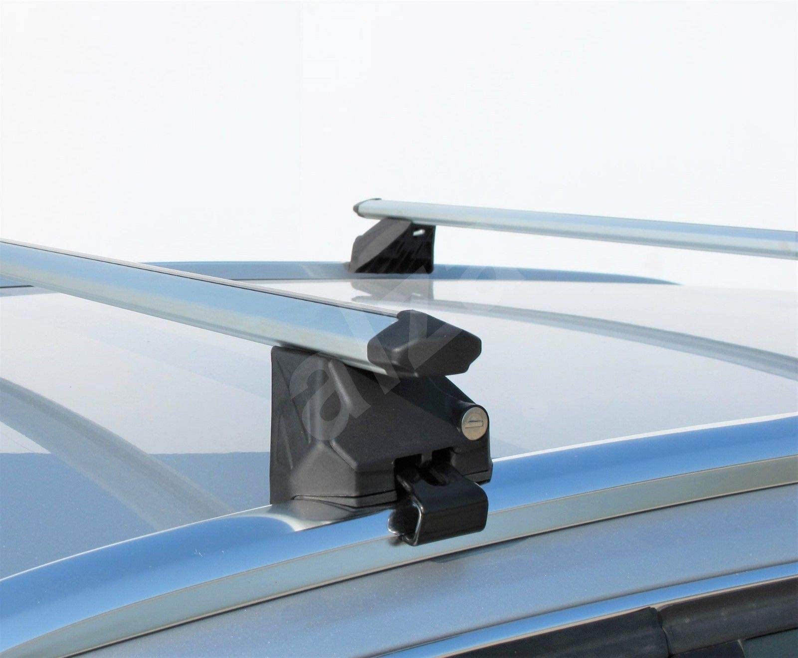 Barre Portatutto Portapacchi in Alluminio per Auto con Rails Integrati Mancorrenti chiusi (112 cm)