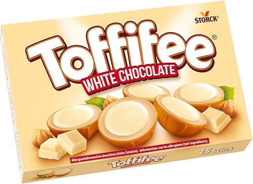 Toffifee White Chocolate - 1 x 125g - Hazelnut in Caramel with Light Cream and White Chocolate - Ideal for Snacking and Sharing Together