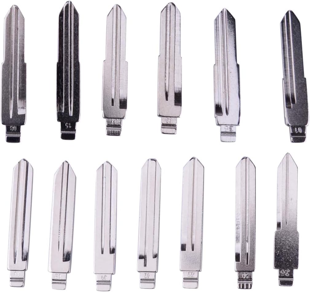Close-up of various Eastar KEYDIY blank key blade types, showing different profiles and numbers
