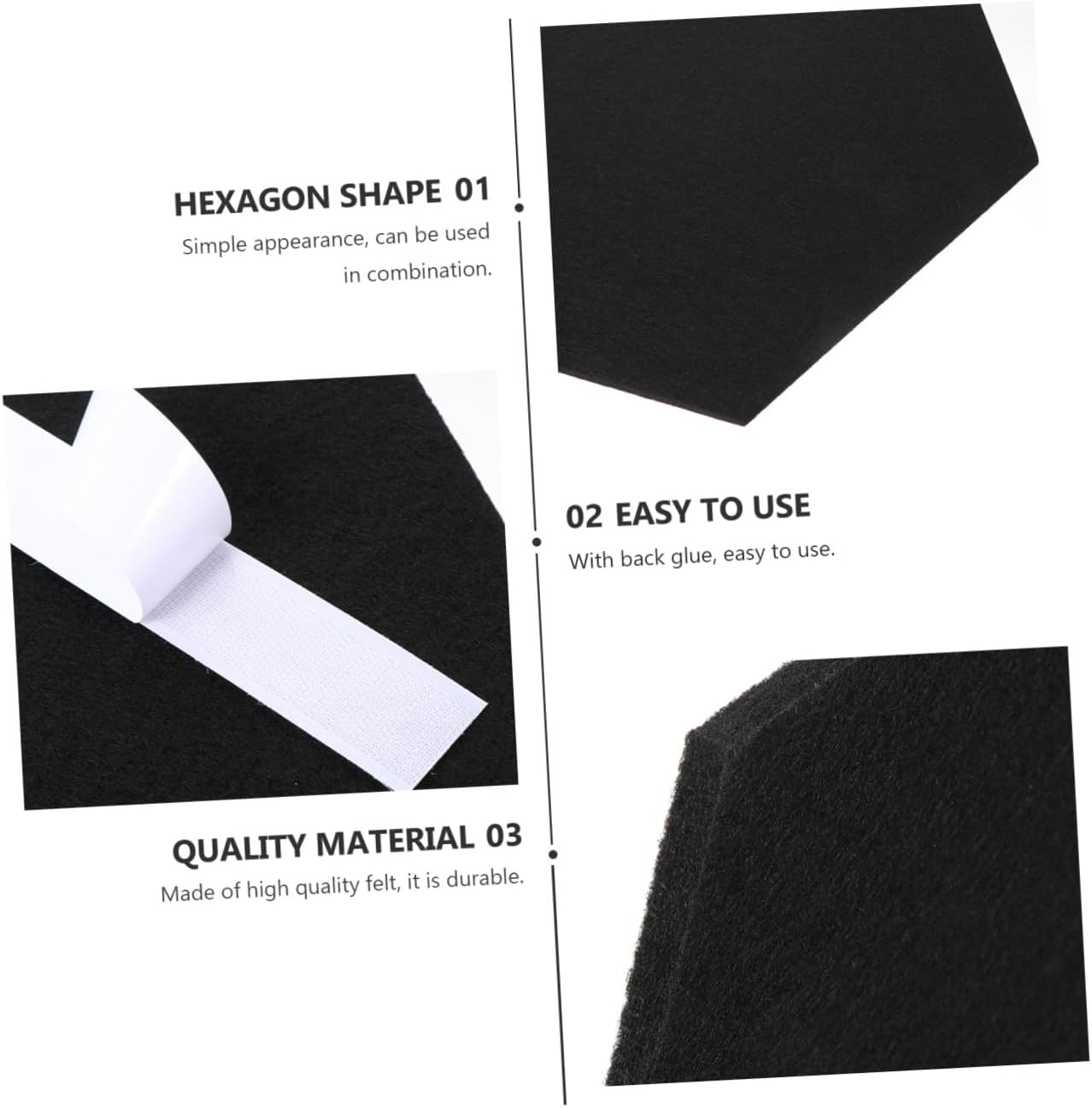 Lurrose 10PCS Colorful Self-Adhesive Hexagon Felt Message Board Display Board for Home and Office Decorative Wall Stickers Easy Installation