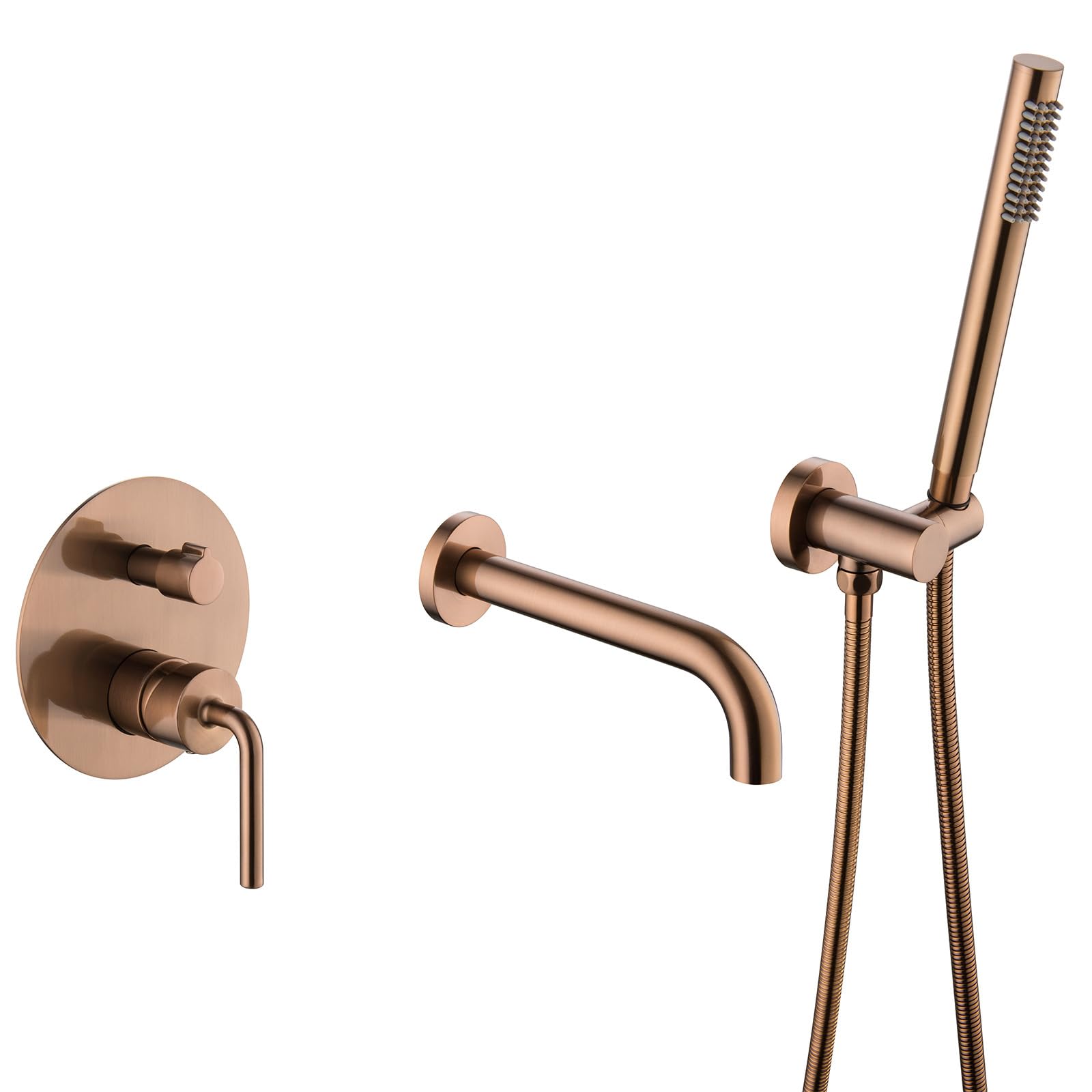 Ensemble de mitigeur de douche encastré or rose 2 fonctions avec robinet de bain mural