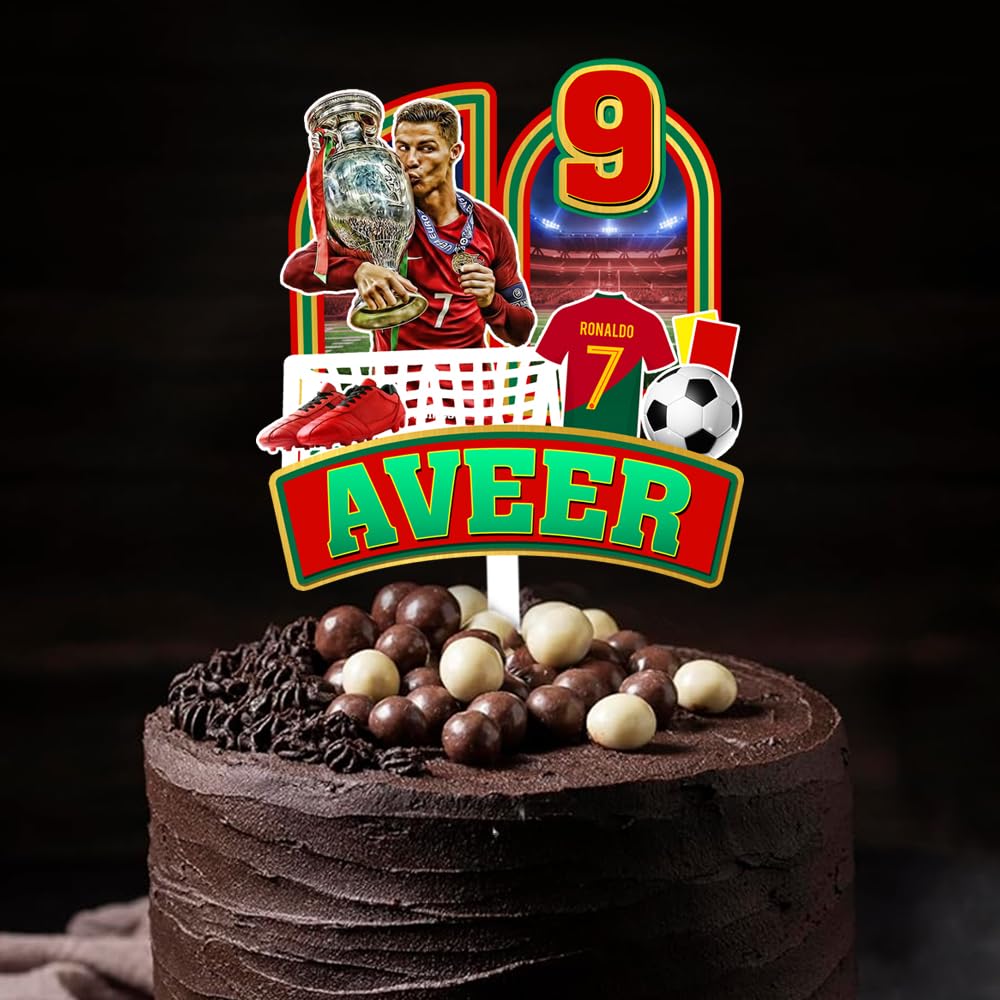 Football Customize Cake Topper | Personalized Name & Age | Soccer Birthday Decoration-image-6