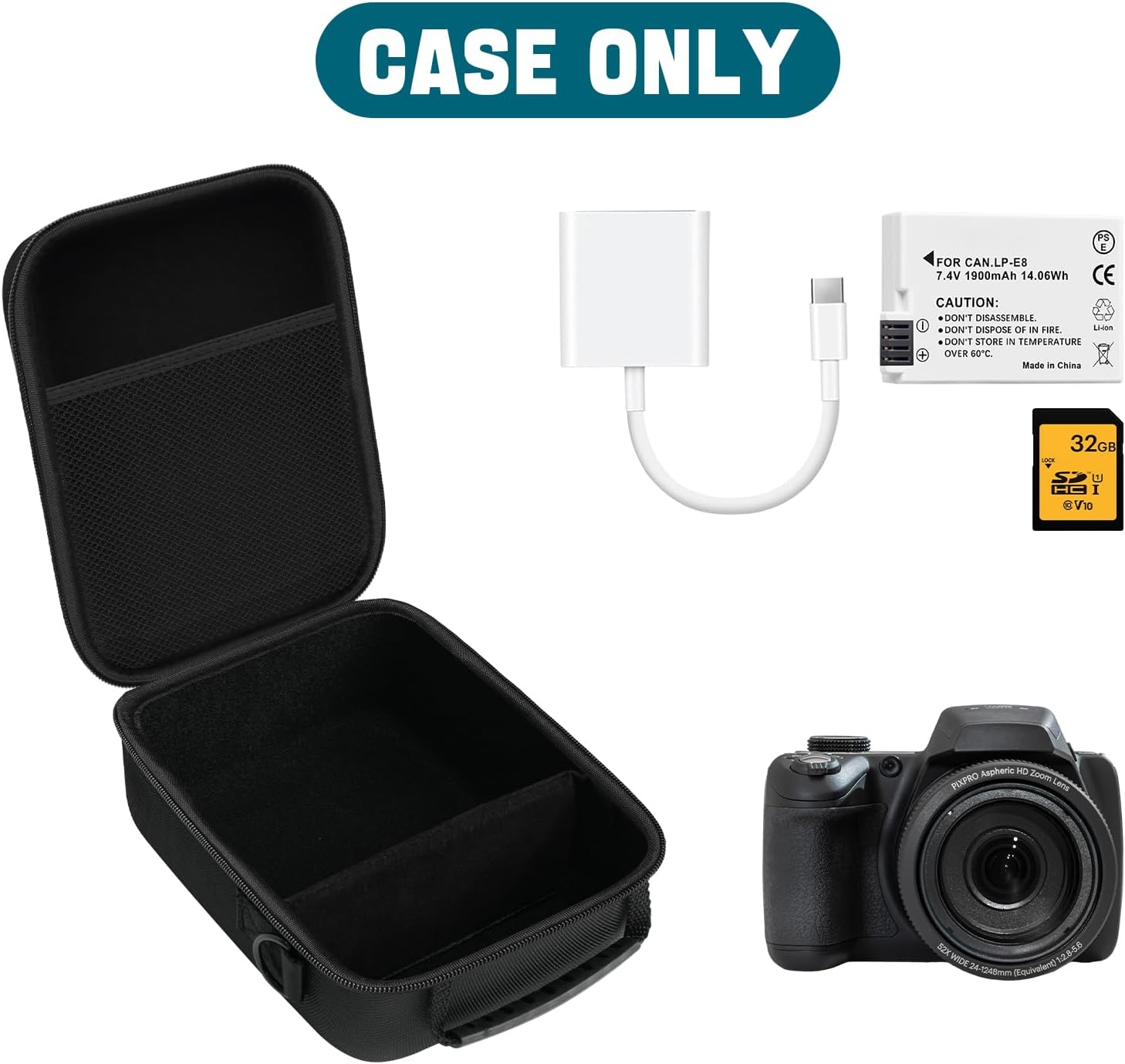 Camera Case for Kodak PIXPRO AZ528/AZ255/AZ405/AZ425/AZ401 Digital Camera, Travel Camera Bag Protective Case with Adjustable Shoulder Straps - Black (CASE ONLY) - Image 6