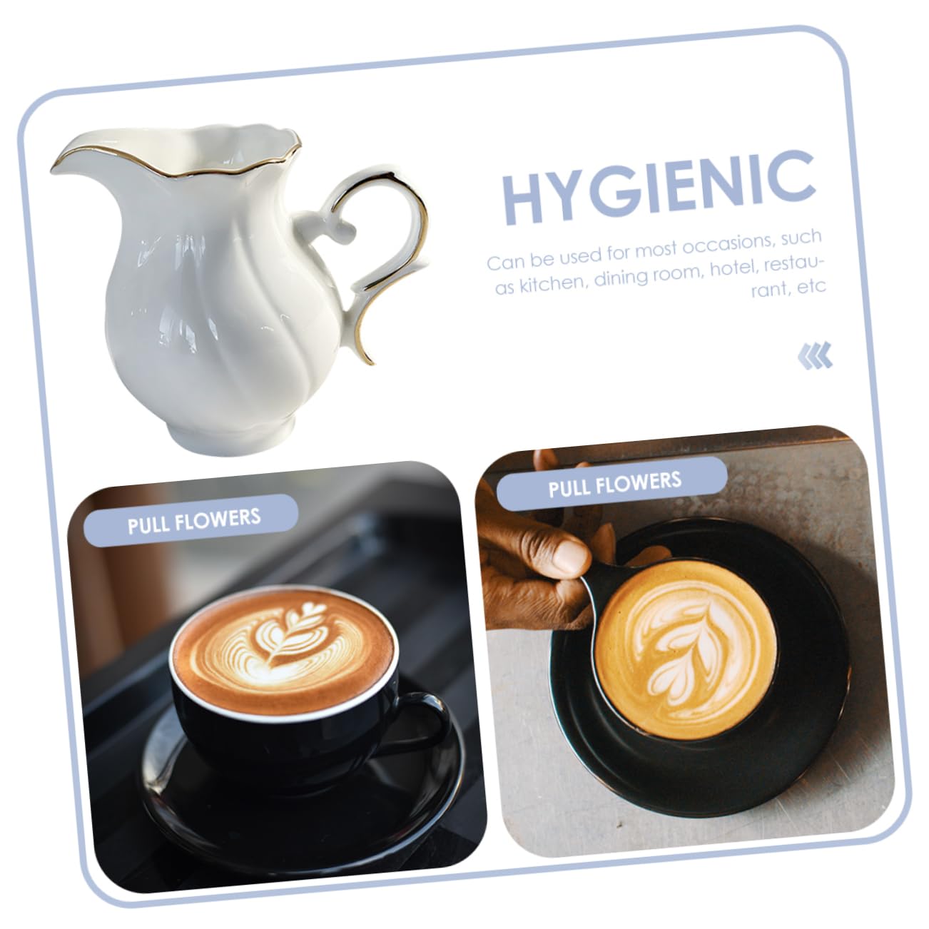 KICHOUSE European Style Ceramic Milk Cup Sauce Container Pull Cup Small Creamer Pitcher Milk Jar Cream Pitcher Clear Container Porcelain Creamer Pitcher Milk Dispenser White Ceramics