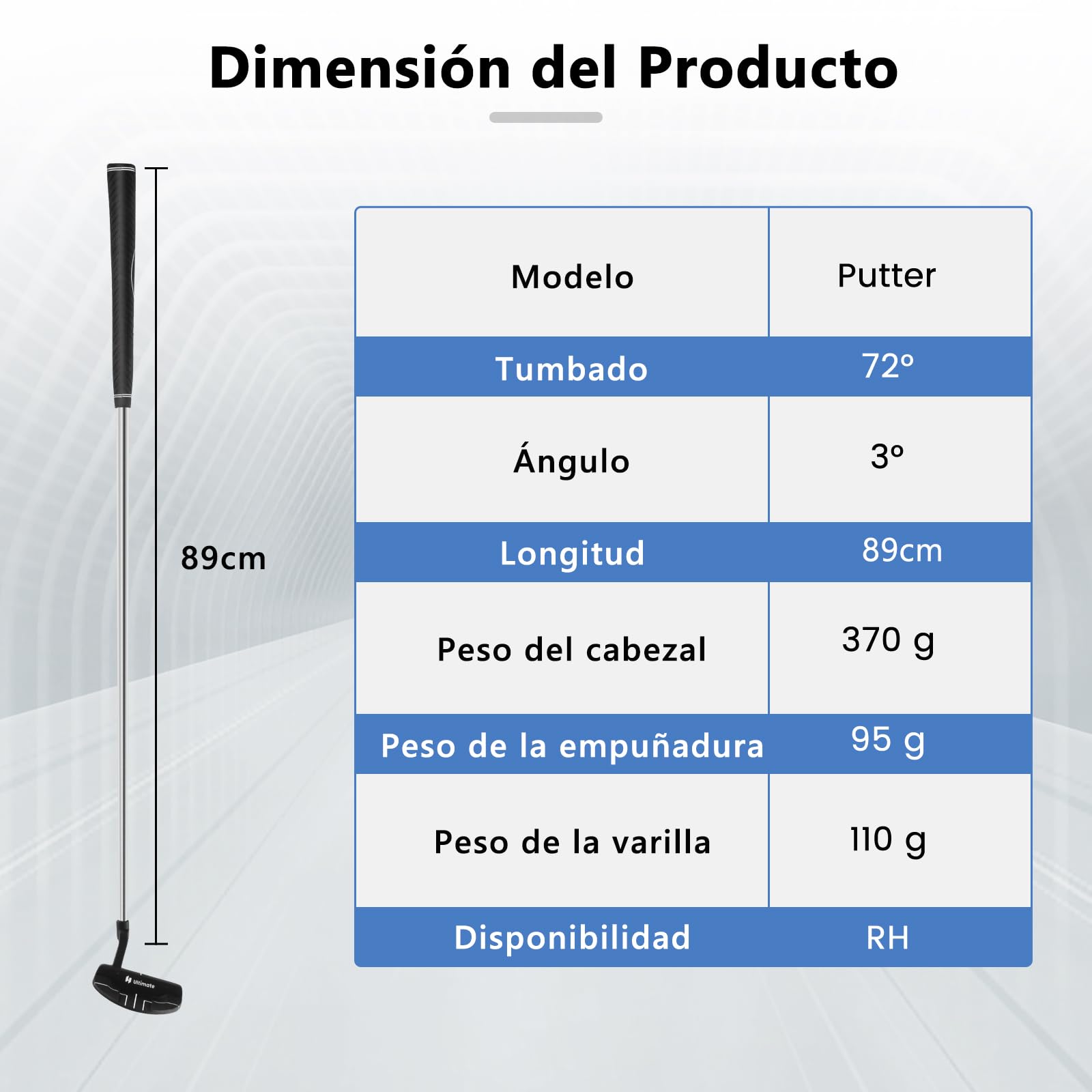GYMAX Putter Estilo Mazo De 89 Cm con Ayuda De Alineación, Agarre De Goma Y Cubierta para La Cabeza, Superficie De Golpe Ranurada, Cabeza De Aleación De Zinc, Putter De Golf para Diestros