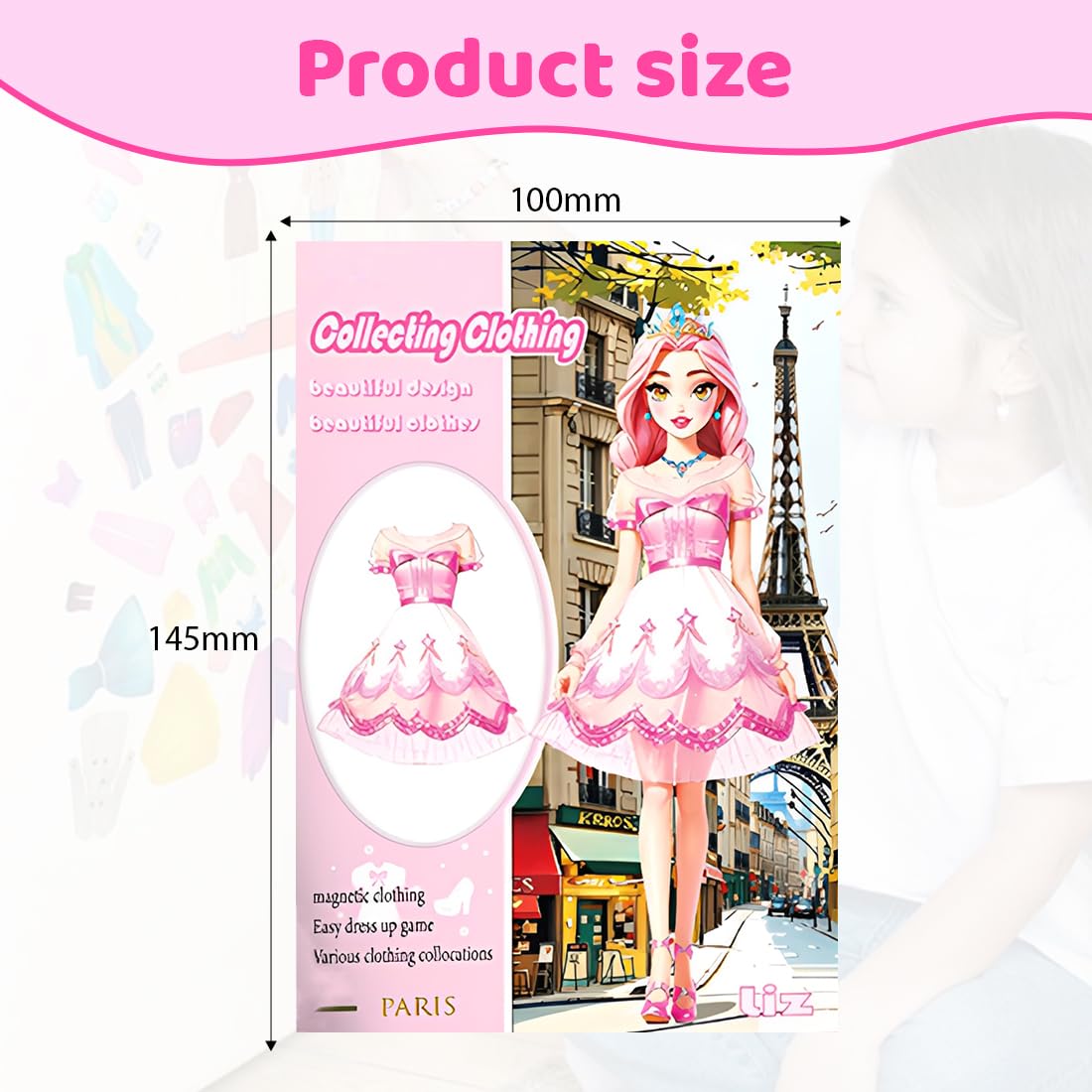 Muñecas de Vestir Magnéticas Muñeca de Papel de Vestir de Princesa Juguete de Juego de Viaje de Simulación y Juego Muñeca de Portátil para Vestir Princesas Regalo para Niña (Liz)