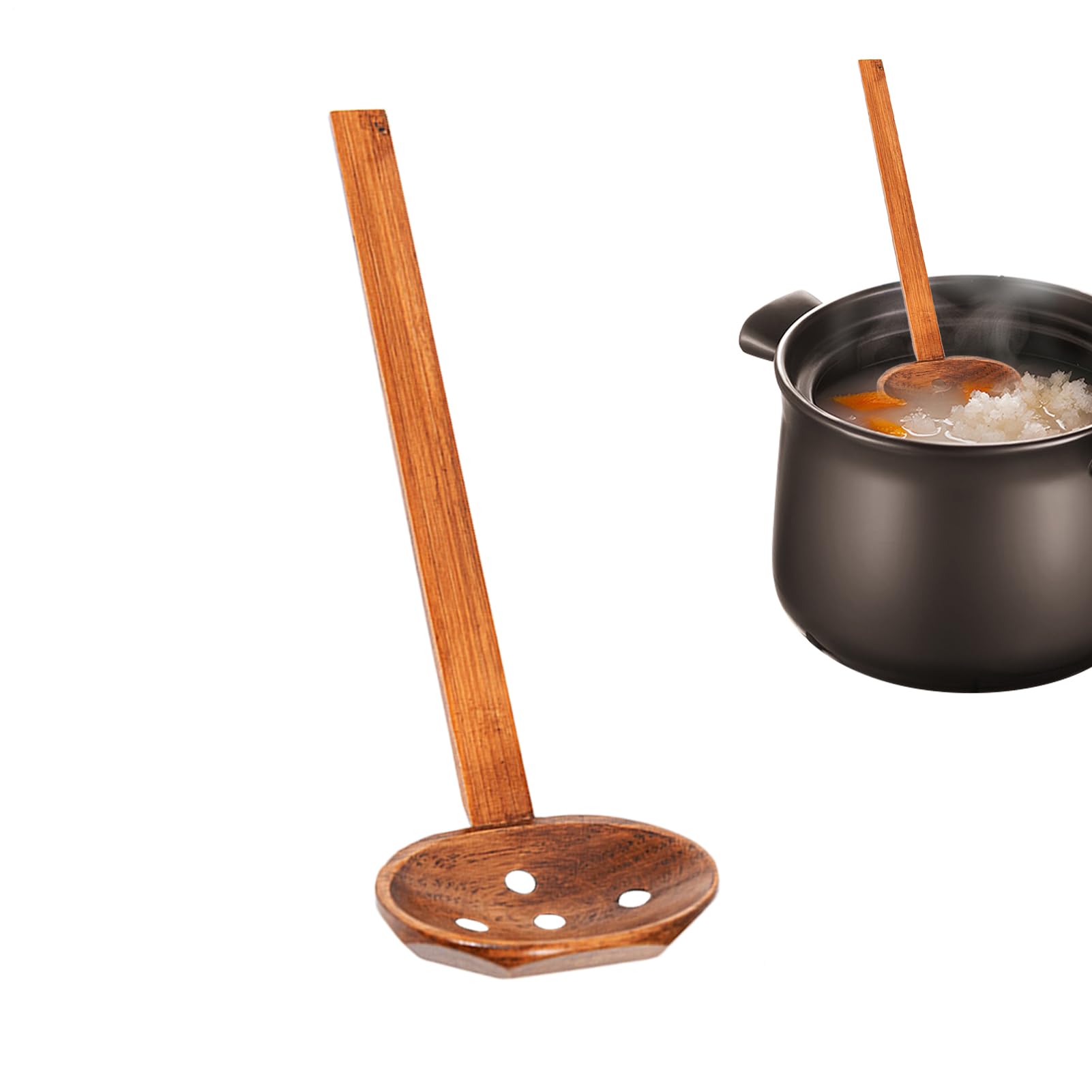 Klasyczna łyżka Ramen - japońska długa rączka do jadalni | naturalne drewno z gładką powierzchnią, łyżka do serwowania zup z wygodnym uchwytem, sztućce stołowe do domu, kawiarni, hotelu, restauracji