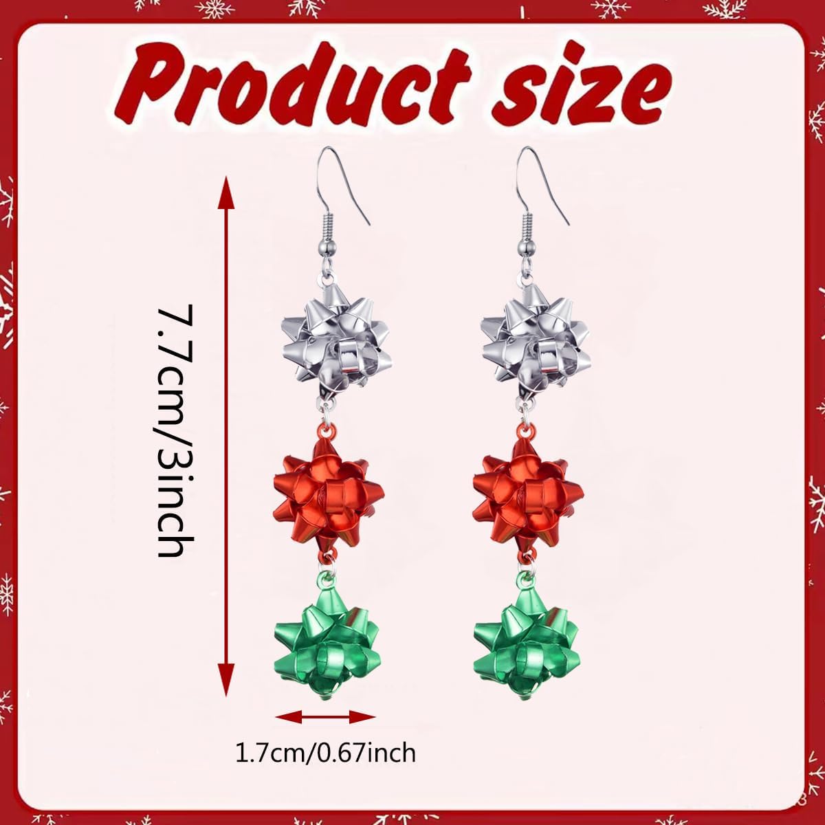 Christmas Earrings for Women Holiday Earrings Colorful Light Bulbs Bow Cane Santa Jingle Bell Christmas Tree Drop Dangle Earrings Xmas Festival Jewelry Gift - Image 7