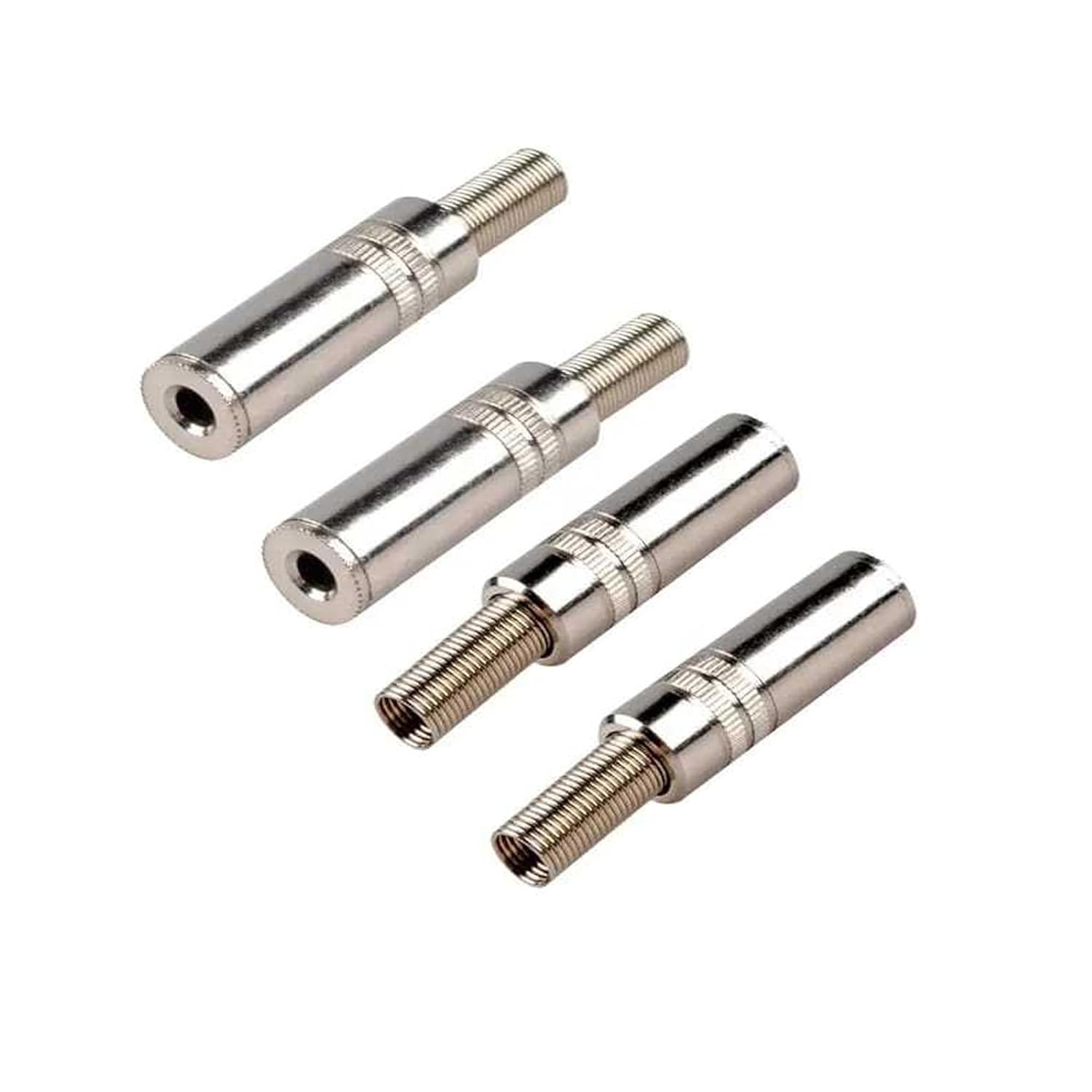 TRS Extension 6.35mm Metal Stereo Female Connector – 1/4 Inch Audio Jack Adapter for Headphones, Amplifiers, Mixers, Keyboards & Studio Use – Durable & Noise-Free (Pack of 4)