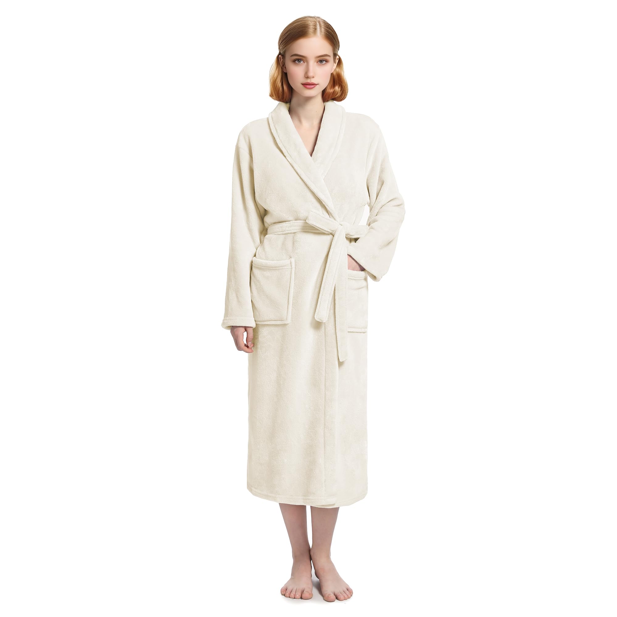 Eonkasp Plush Soft Robes for Women, Premium Fleece Womens Robe Cozy Warm Bathrobe