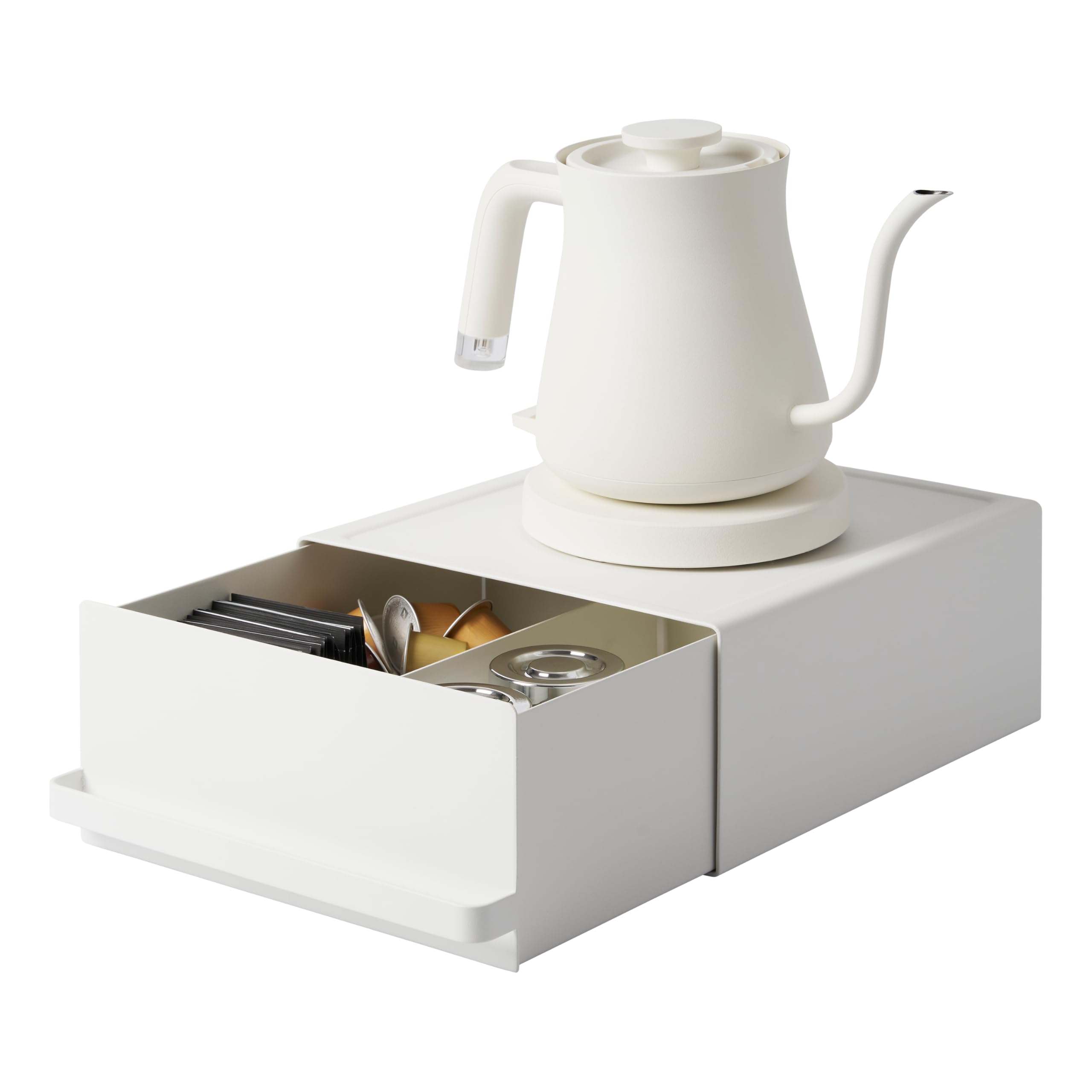 Home Tower Kitchen Appliance Rack with Drawers - Space-Saving Under-Appliance Storage Organizer for Sugar, Tea Packs, Mixers, Coffee Makers, Electric Pots - Steel