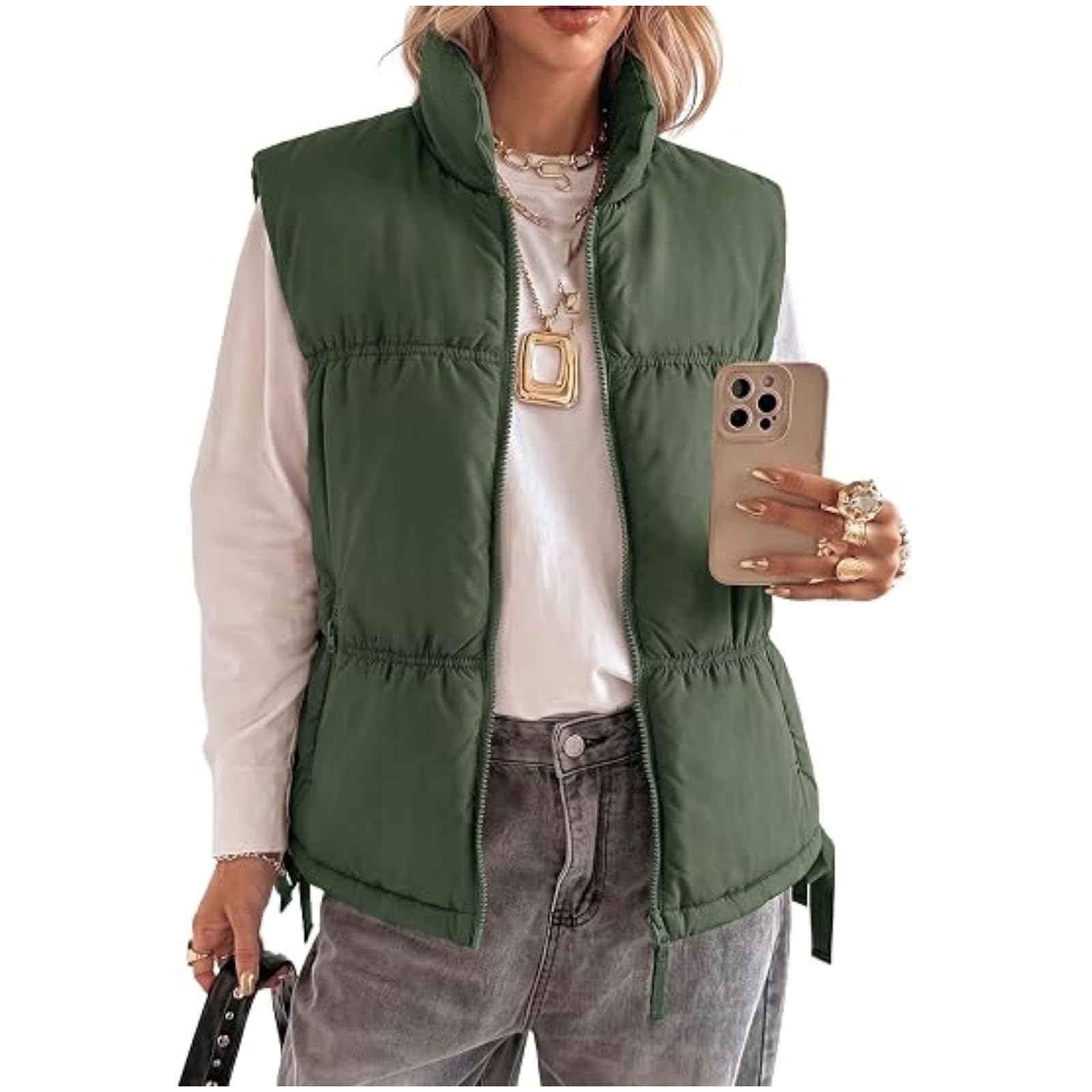 Generisch Weste Damen Elegant Daunenweste Damen Kurz Steppweste Winter Warm