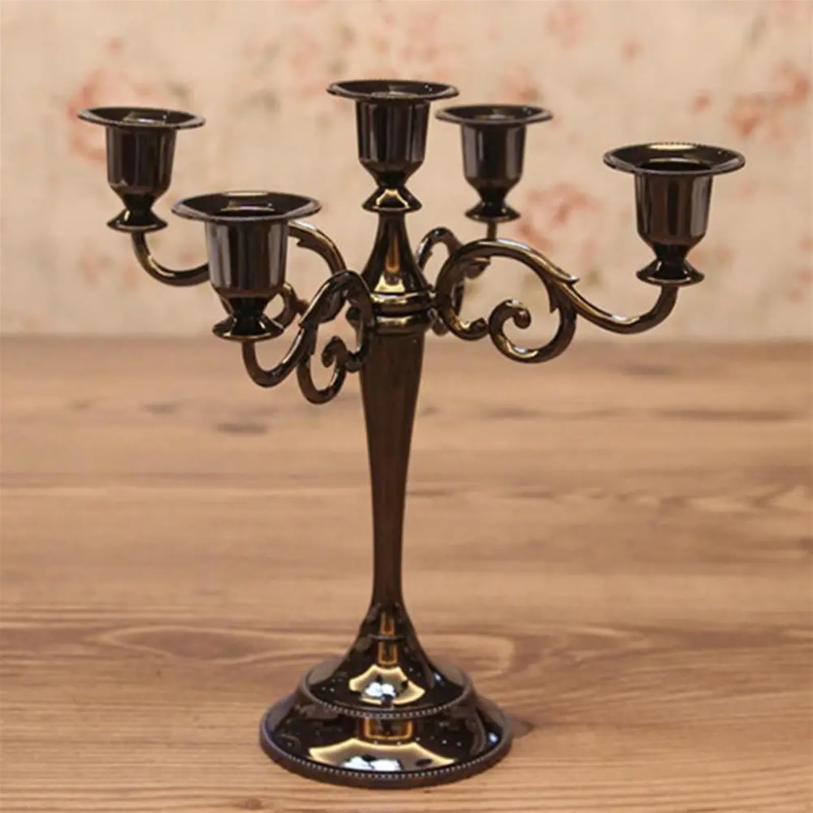 portavelas Navidad Candelabros Retro de Metal Mesa Cena romántica Decoración del hogar la Boda Candelabro(Silver 5 Head)