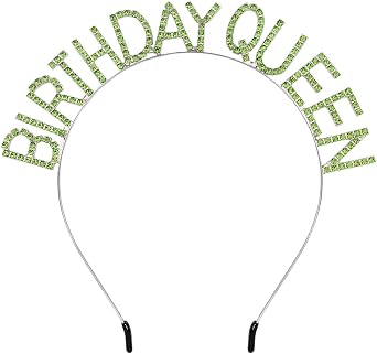 Birthday Queen Headbands for Women Tiara & Crowns for Girls Happy Birthday Party Accessories Favor Venus Supllies Silver Green, 1 Pack