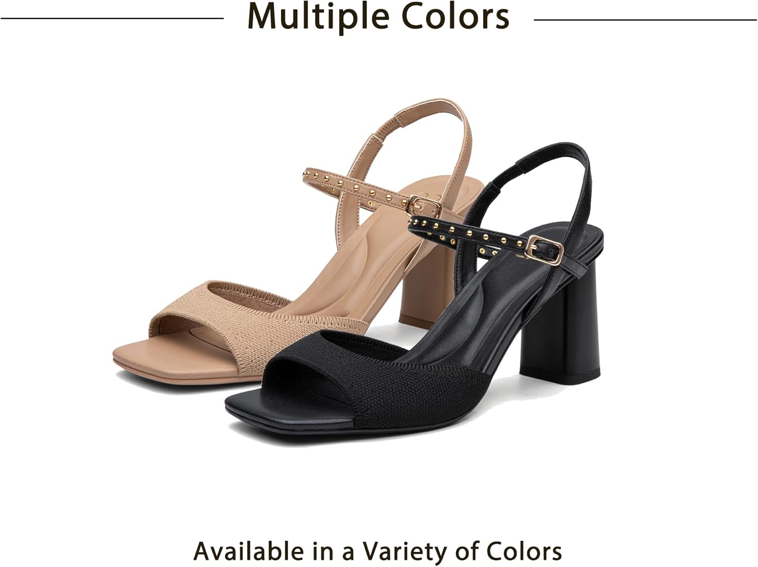 NEWBELLA Women's Chunky Block Heel Sandals - Square Open Toe Ankle Strap High Heels for Wedding, Prom, Party & Date Night (Dark Black, Adult, Women, 8.5, Numeric, US Footwear Size System, Medium) - Image 8