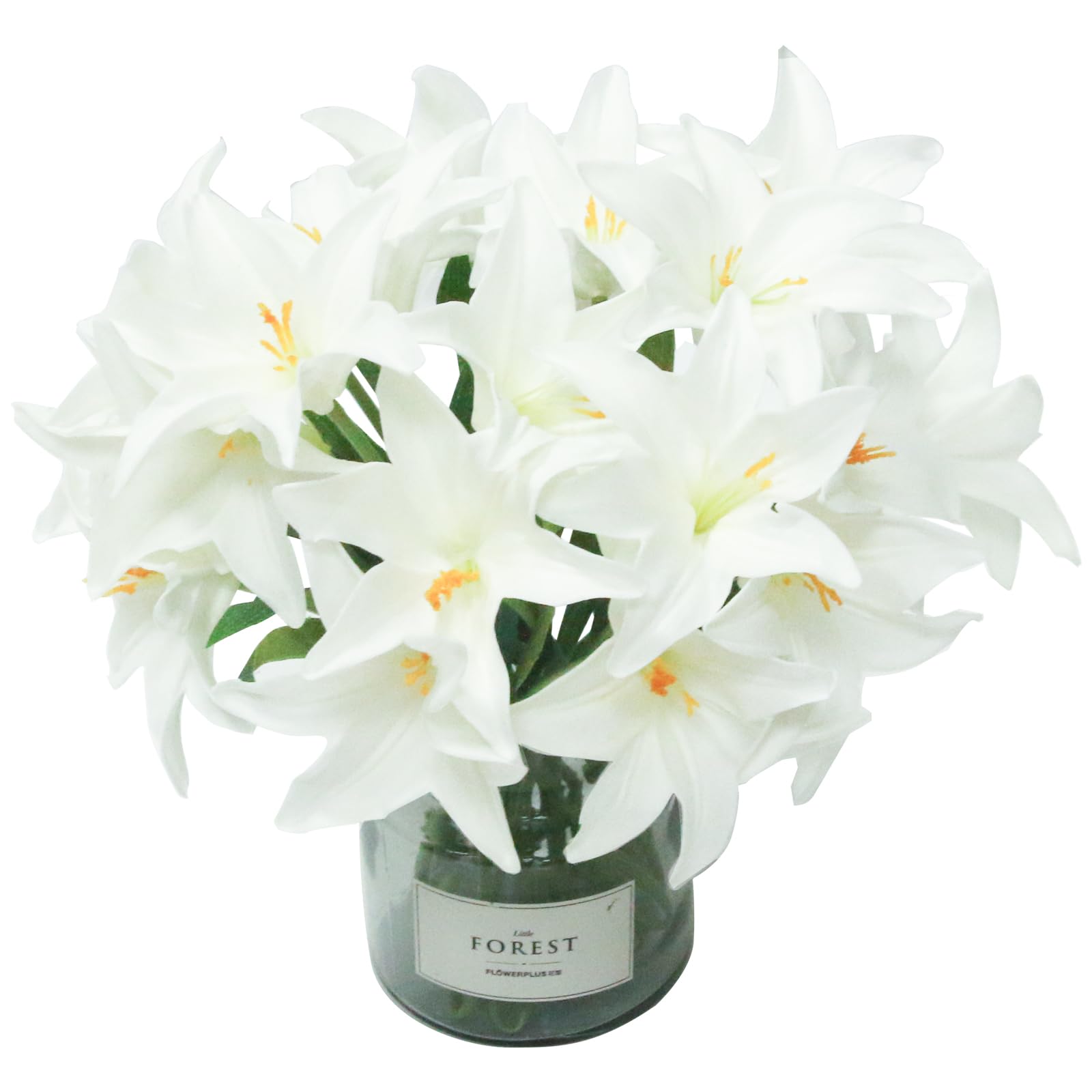 Tinsow Artificial Lily Real Touch Flowers Fake Latex Lily Flowers White Mini Lily for Wedding Home Decoration Small Easter Lily (White, 20)