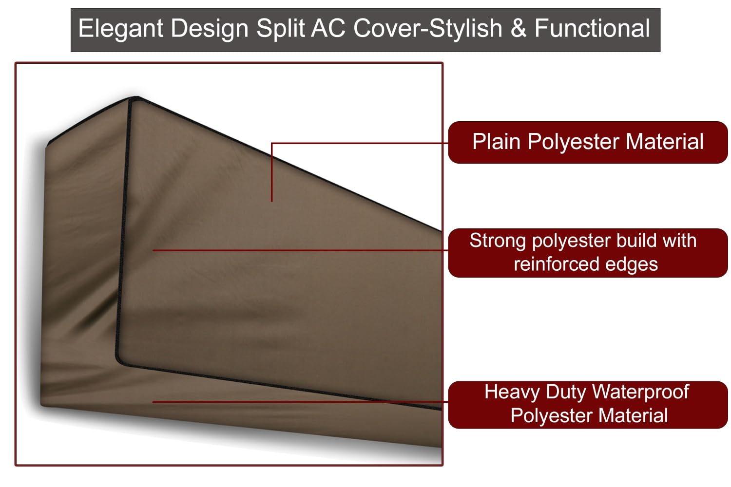 The Furnishing Tree Split AC Cover Indoor Unit for 1.5 ton Beige Color, Dimension of the AC Cover - Indoor Unit DxWxH in CM 24x112x30 2