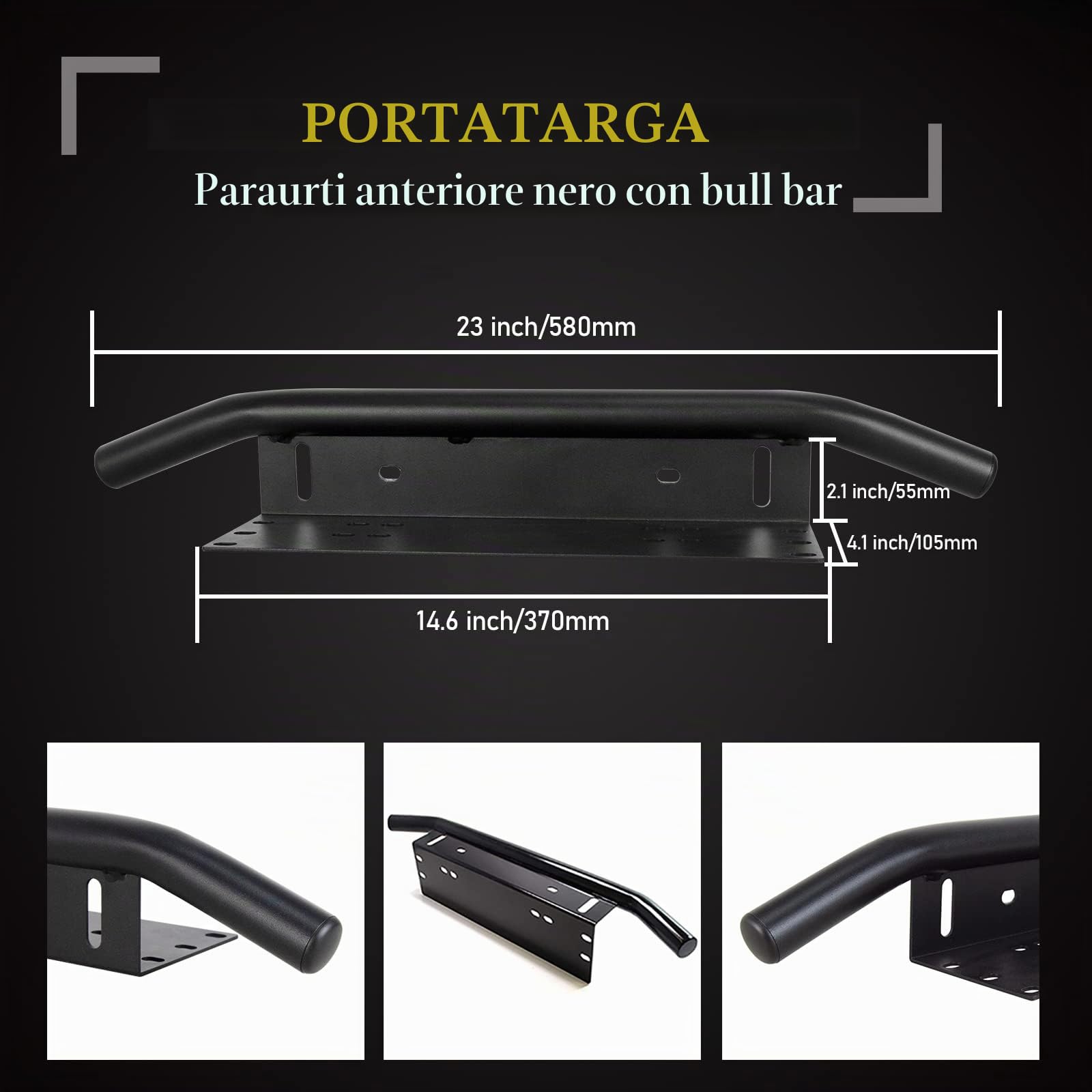 RIGIDON Barra LED Fuoristrada 59cm 144W con Piastra di Supporto y Cablaggio | 23 Pollici Staffa Targa Bull Bar Paraurti Anteriore per Auto Offroad Camion SUV UTE 4x4 Veicoli, 6000K Faretti Fendinebbia