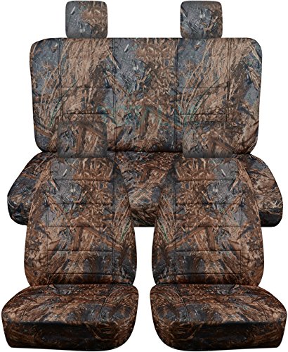 Totally Covers Compatible with 2007-2010 Jeep Wrangler JK Camo Seat Covers: Reeds Camouflage - Full Set: Front & Rear (19 Prints) 2-Door/4-Door Complete Back Solid/Split Bench