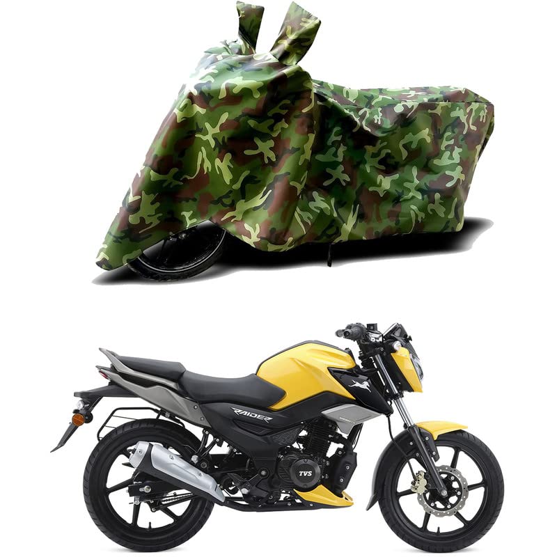 Image of 100% Water Resistant Full Bike Scooty Two Wheeler Body Cover Compatible for TVS Raider /UV-Rays /Heat Protection /Birds Dropping /Scratchproof /Dust Proof /Waterproof /All Varients[Green MJ]