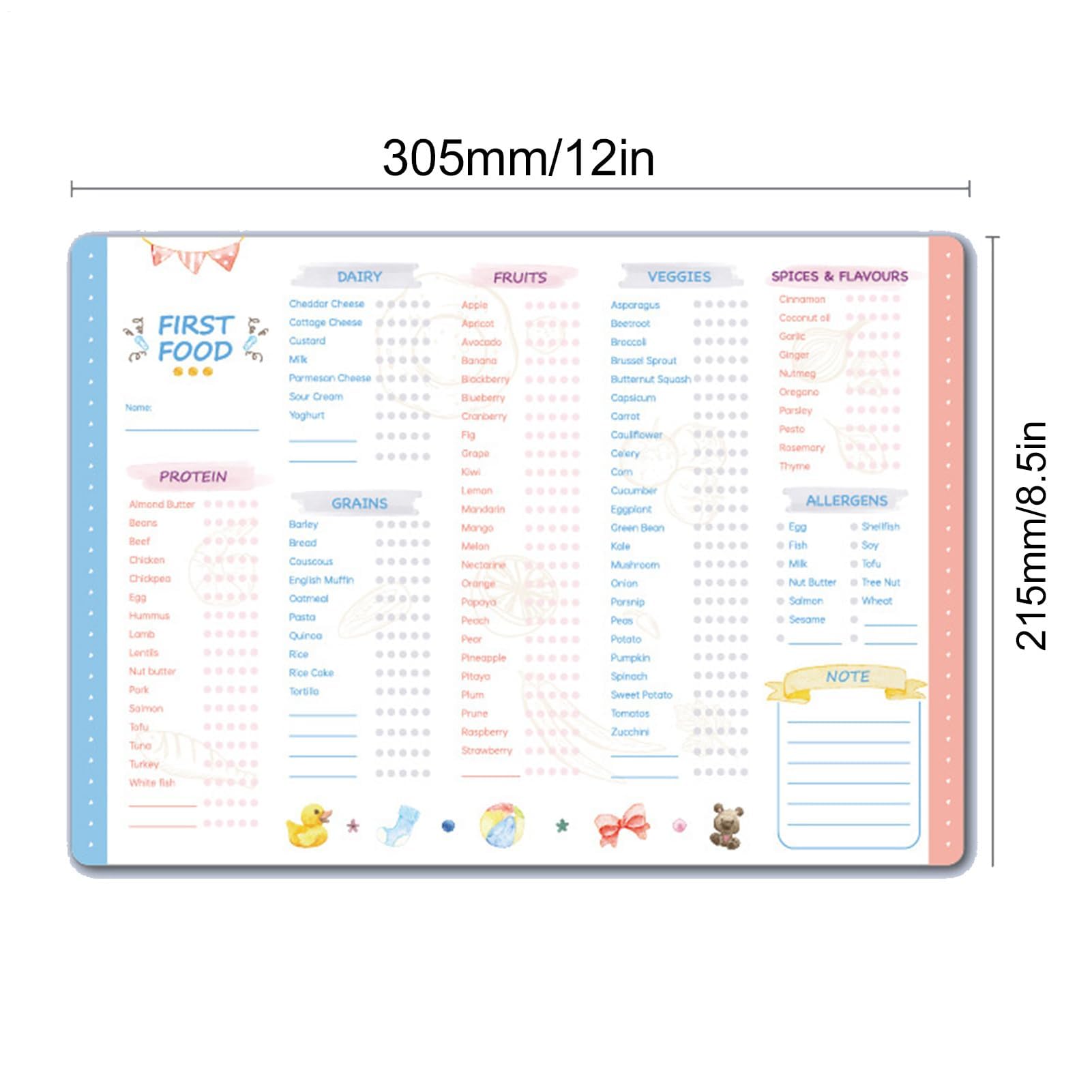 Babynahrungs-Tracker – Magnetische Erste-Nahrungs-Tabelle mit Whiteboard-Stiften | Multifunktionales Belohnungssystem & Checkliste für Säuglingsnahrung