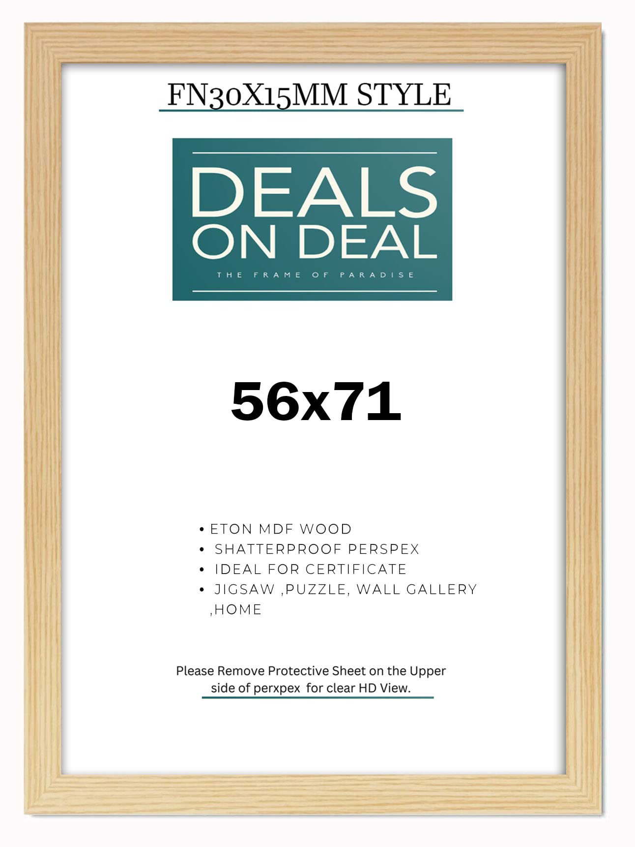DEALS ON DEAL 56x71cm Picture Frame Solid MDF Wooden Jigsaw Puzzle Poster Frame, High-end Modern Style, Made High Definition Acrylic Front for Wall and Tabletop Photo Display [PINE 56x71]
