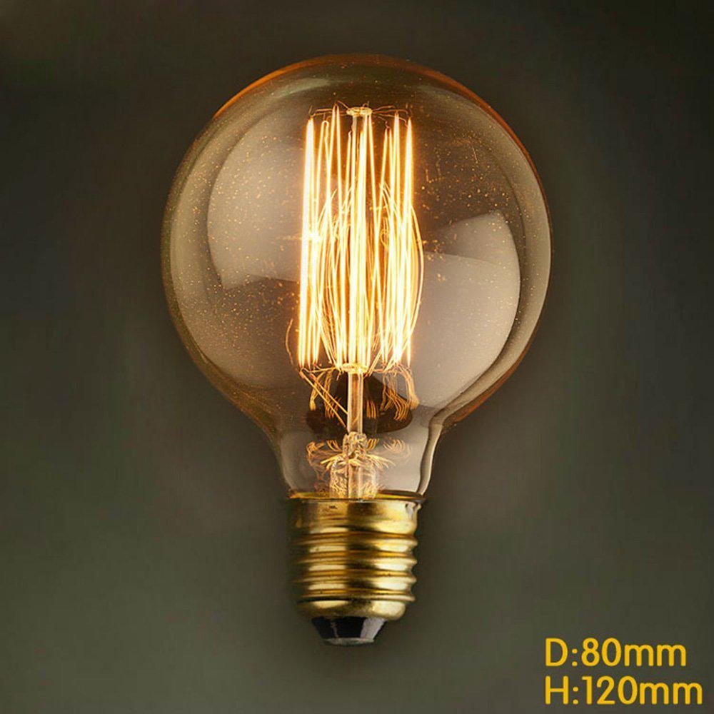 Retro Light Bulb G80 E27 Straight Wire 220 V 240 V 60 W Round Dining Table Retro Bar Creative Modern Decorative Nostalgic Edison Bulb [Energy Class A++]