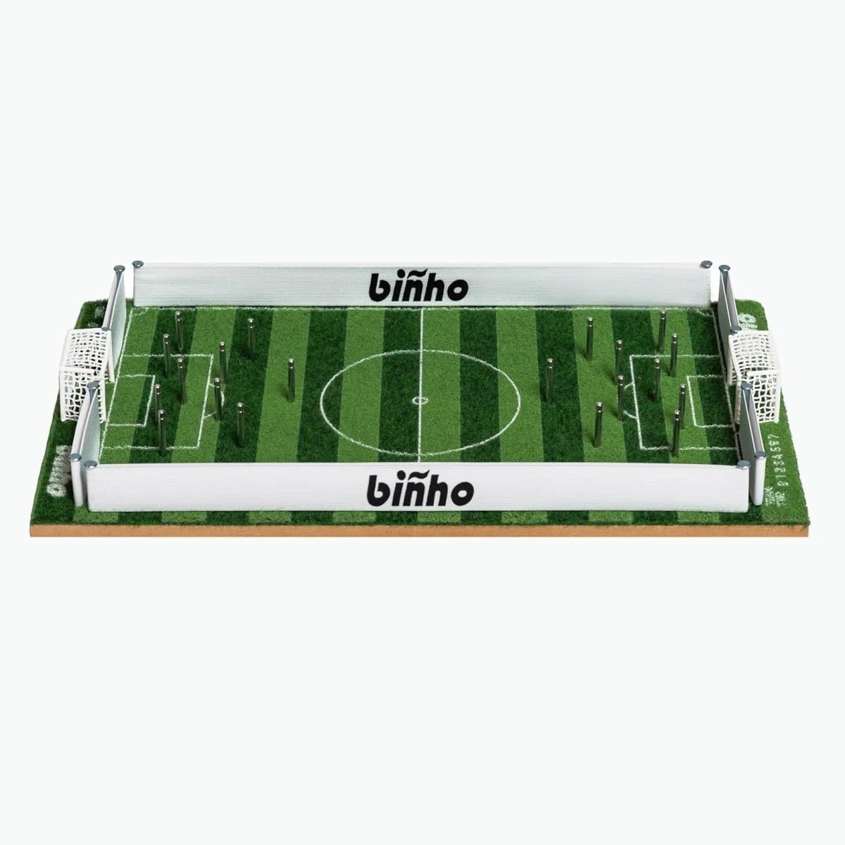 Binho Board Classic Board Game Green Turf Stripes Edition - 2-Player Fast-Paced Finger Flicker Pinball Family Games - Portable Tabletop Sports Set for Any Occasion