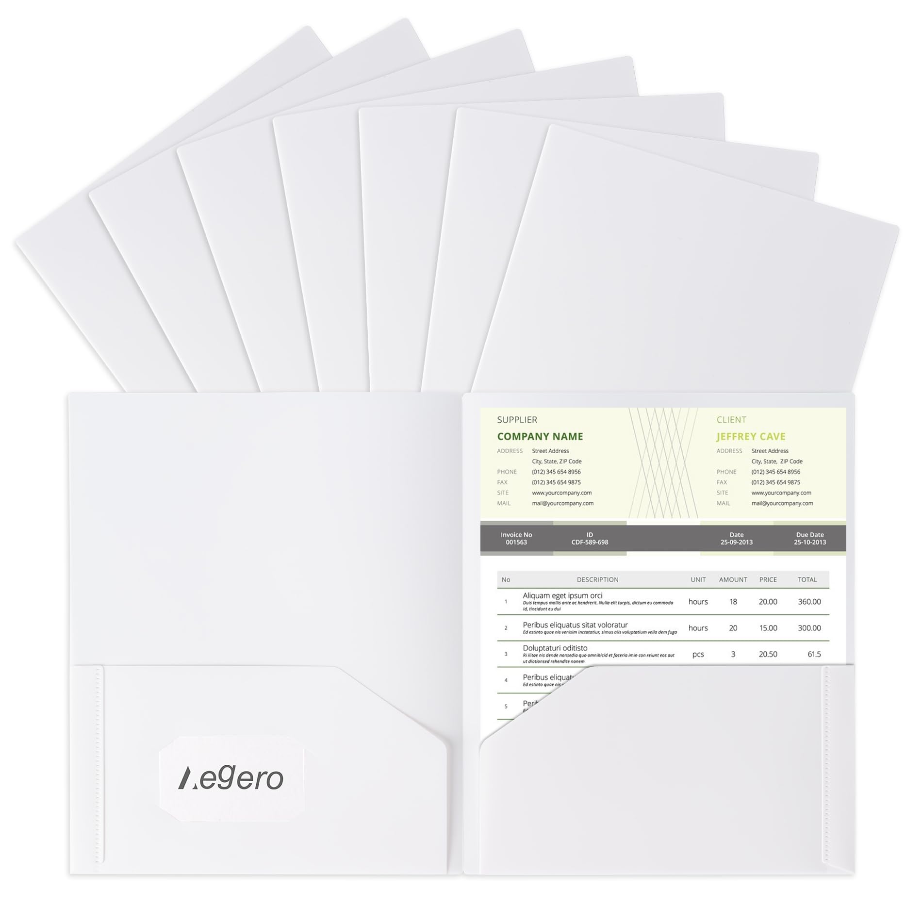 Aegero Plastic Folders with Pockets (7 Pack, Milky White), Durable Heavy Duty File Folders with Business Card Slot, 2-Pocket Folder for Schoolwork & Office,Letter Size