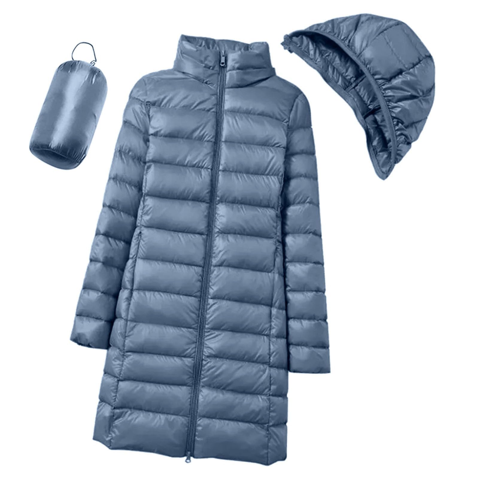 Generisch Caldo parka da donna con isolamento riciclato, cappotto invernale antivento senza piumino lungo sottile, abbigliamento esterno leggero per le giornate fredde