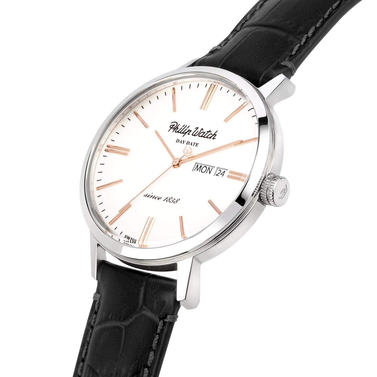 Philip Watch GRAND ARCHIVE 1940 Orologio Uomo Tempo giorno e data in Acciaio, Cuoio - R8251598011