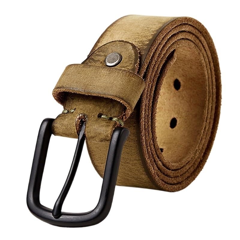 Cinturón Ajustable de Cuero Genuino, Cinturón de Cuero for Hombre, Hebilla de Metal Mate, cinturón de Cuero Suave y Resistente for Hombre sin Capa Intermedia, cinturón Masculino(Green,115)