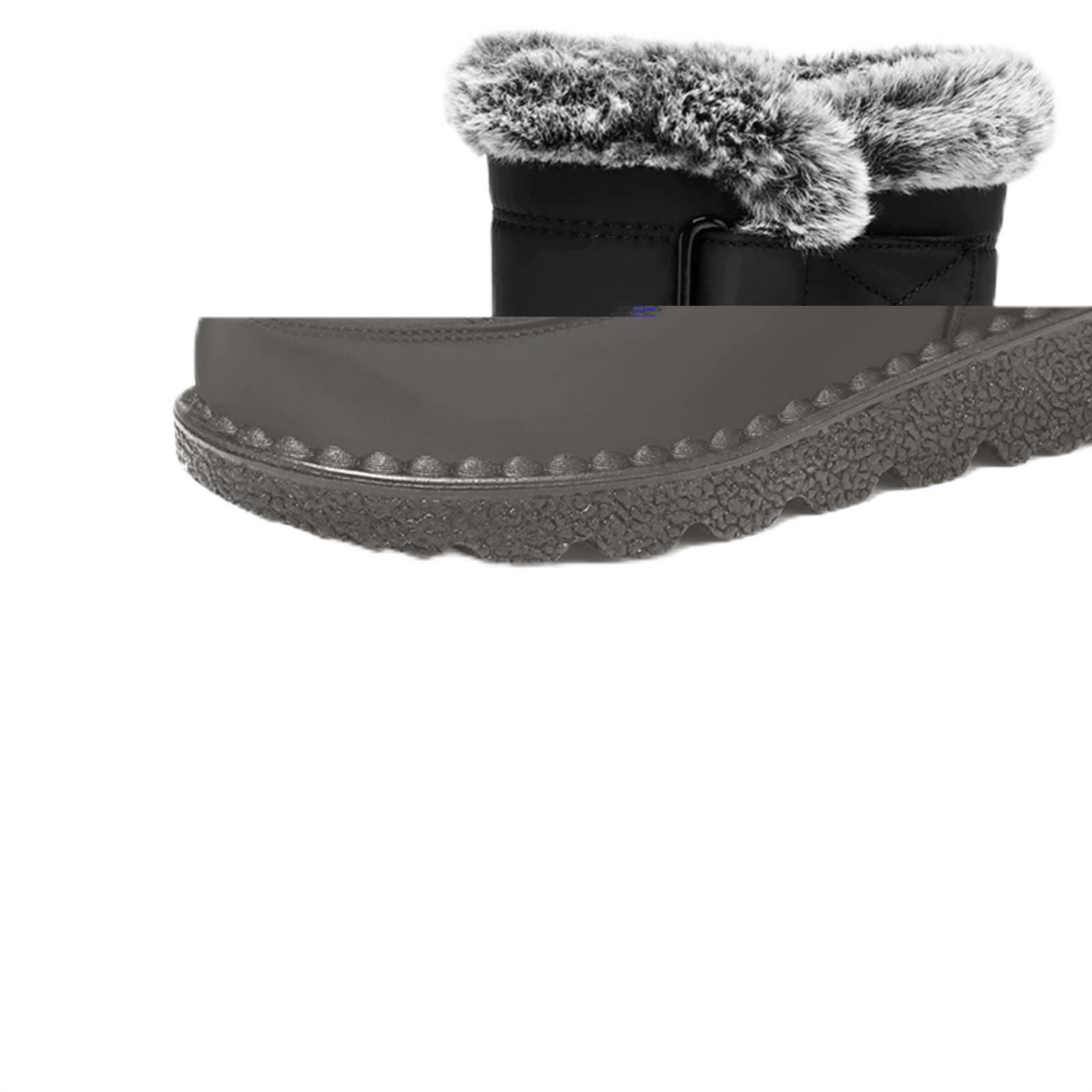Womens Winter Snow Boots Mens Warm Fur Lined Snow Boots Anti-Slip Waterproof Mid-Calf Booties with Hook and Loop