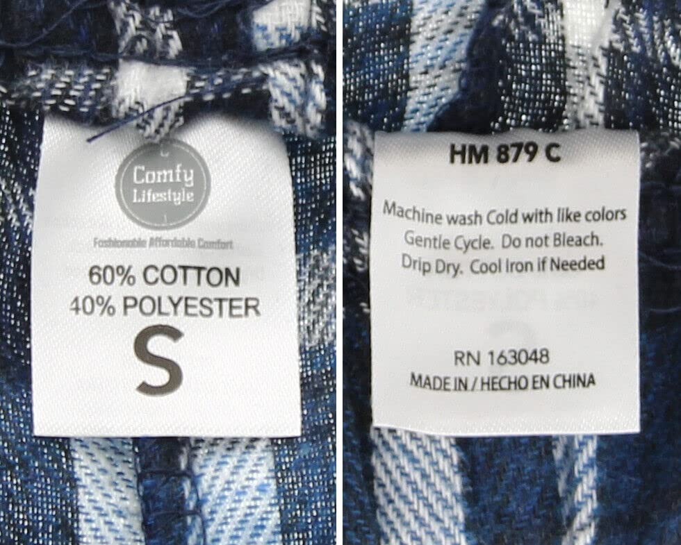 Comfy Lifestyle Mens Lightweight Flannel PJ Pajama Sleep Bottom Lounge Pants (Medium, FN17 Blue Plaid)3