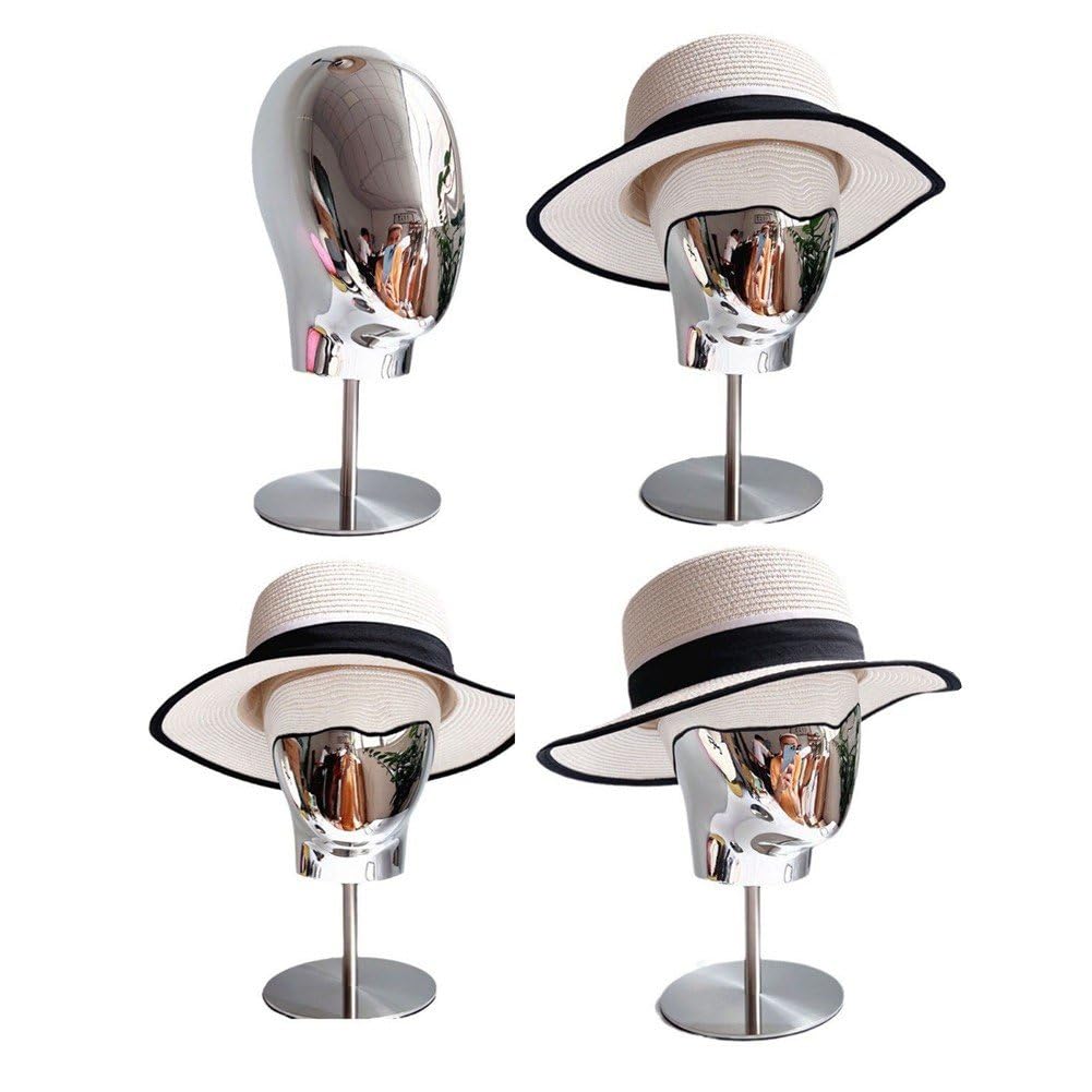 Support De Tête De Perruque en Métal, Support De Tête De Mannequin, Présentoir De Chapeau, Modèle De Tête De Mannequin Autoportant, Support De Chapeau pour Magasin, Centre Commercial, Salon
