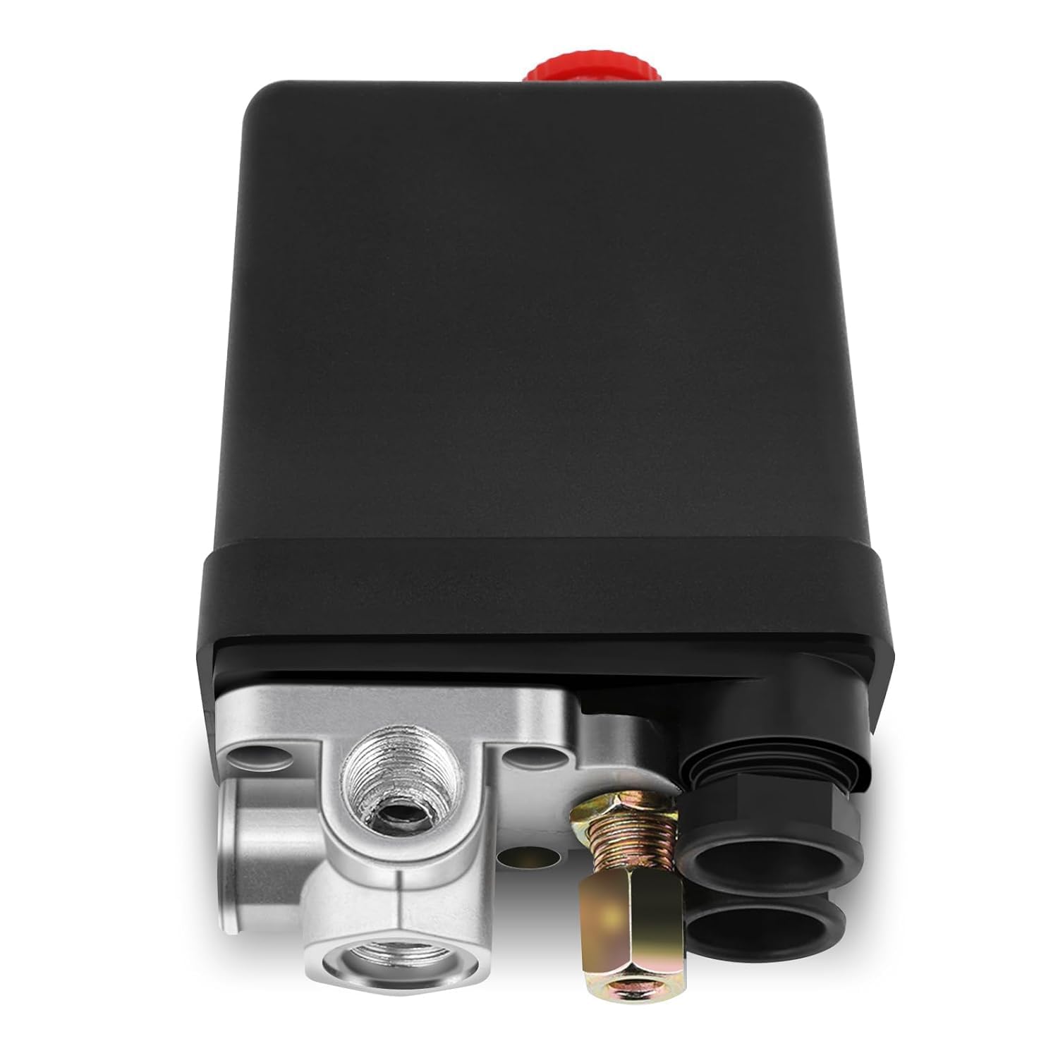 Auto Cut Off Push Button Air Compressor Pressure Switch Control Valve 1 Way Control Valve 90-120 PSI 240V Oil-Free AIR Compressor Accessory Pressure Switch, Black Thread Size Female1/4'' Std BSP